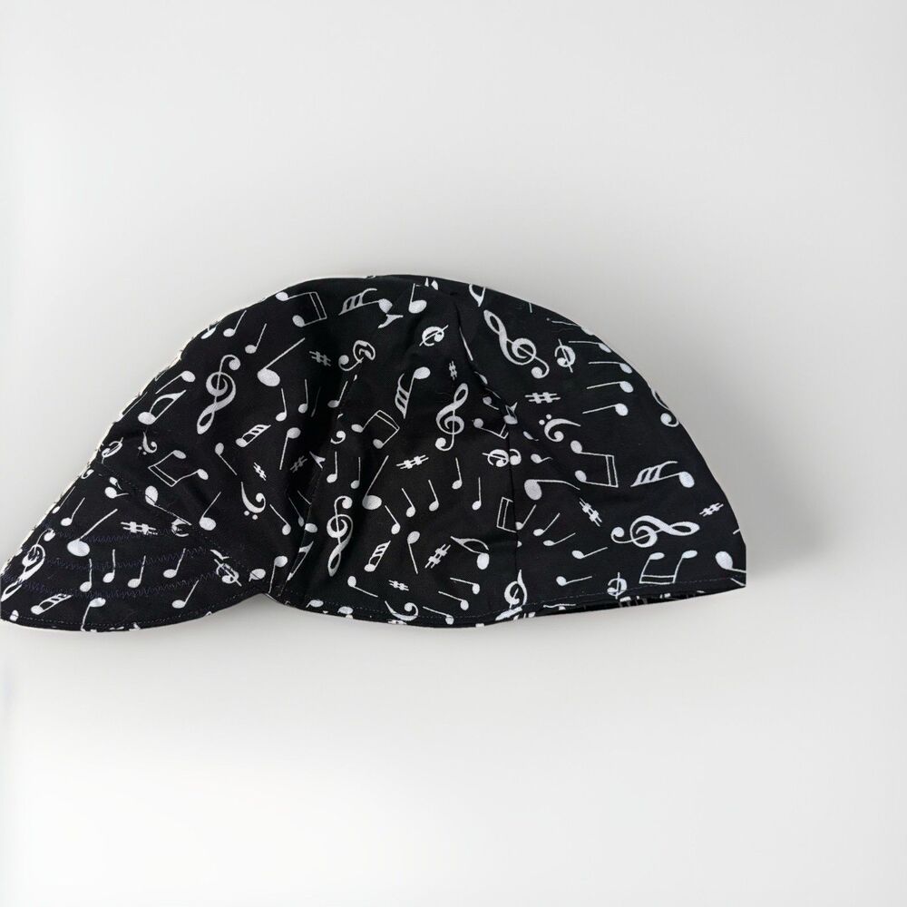 ❤️ New Welding Cap Black Music Notes Size 22 In Diameter handmade.